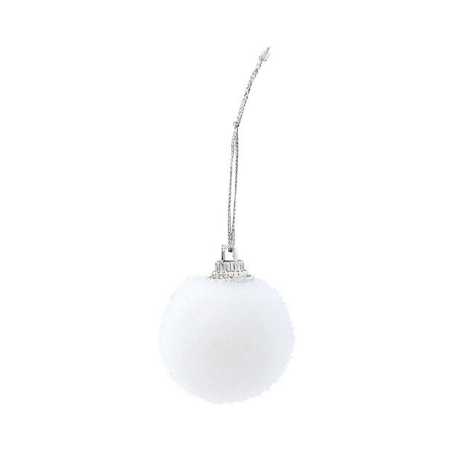 Suspension boule de No&euml;l blanche et pomme de pin argent&eacute;e x10