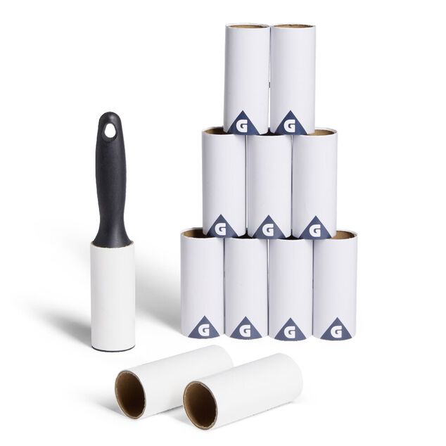 Lot de 11 rouleaux adh&eacute;sifs papier + brosse polypropyl&egrave;ne blanc + noir