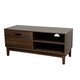 Meuble TV en bois Lida 2 niches et 1 porte marron fonc&eacute; 100x39xH45cm