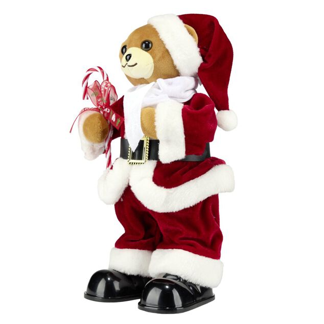Ours debout P&egrave;re No&euml;l anim&eacute; et musical H31cm