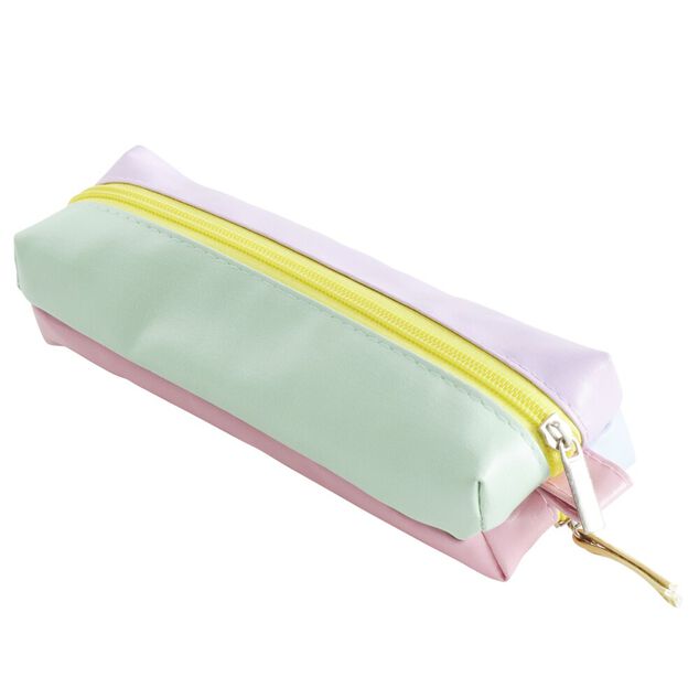 Trousse double ouverture simili multicolore pastel L20cm