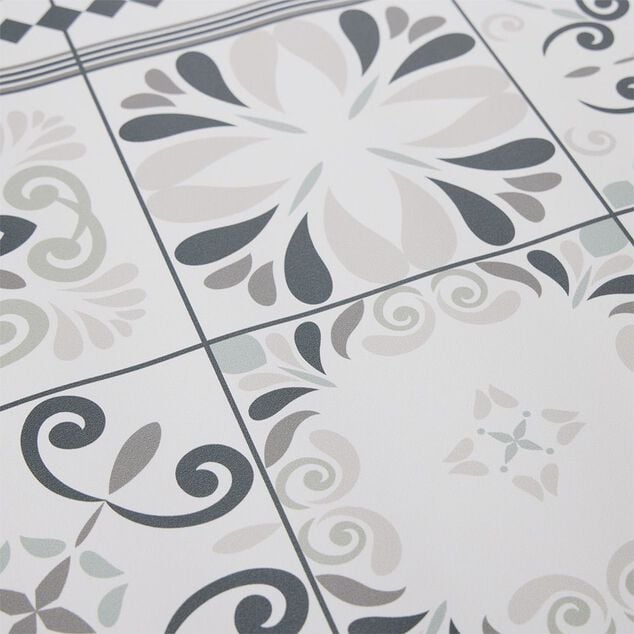 Tapis vinyle motifs carreaux de ciment gris et blancs 50x70cm