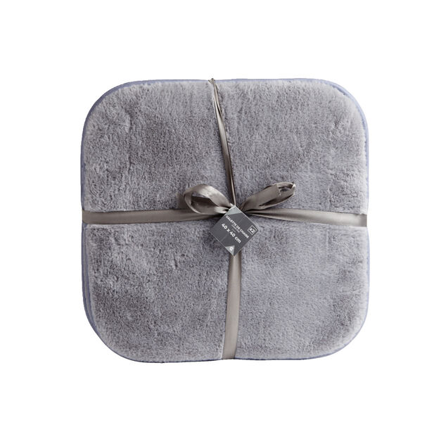 Lot de 2 galettes de chaise carr&eacute;es 40x40cm gris ou blanc - 2 coloris