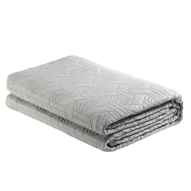 Couvre lit 2 personnes pinsonic g&eacute;om&eacute;trique gris 220x240cm