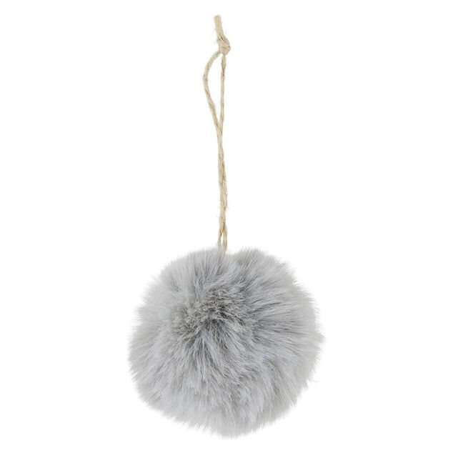 Boule de No&euml;l fourrure gris &Oslash;6cm