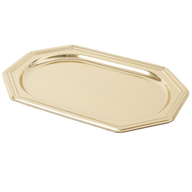 Plateau de pr&eacute;sentation octogonal X3 pcs L46X31X&eacute;p.3 cm dor&eacute;