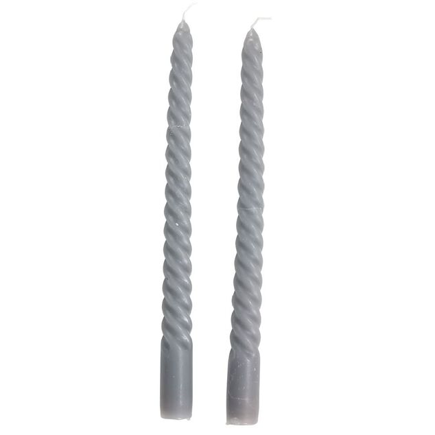 Bougie chandelier torsadée gris H25cm x2