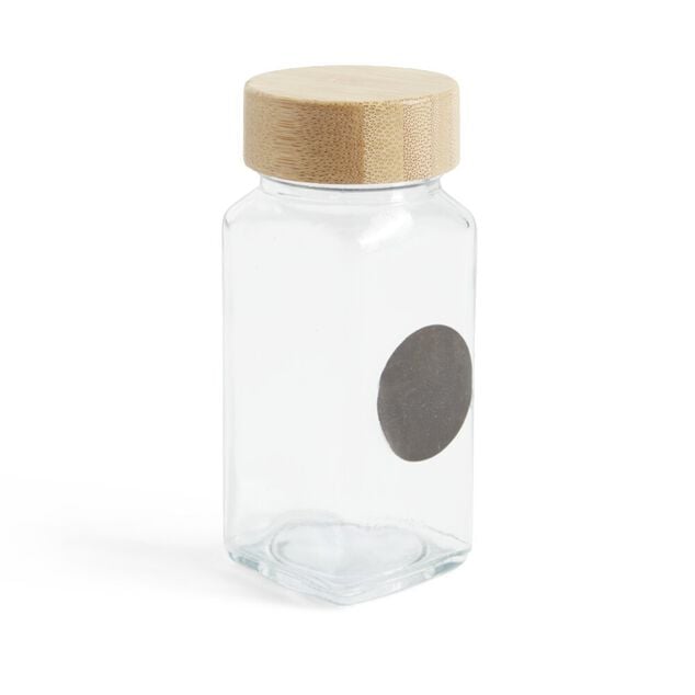 Sali&egrave;re/poivri&egrave;re en verre et bambou 4,5x4,5xH10,5cm