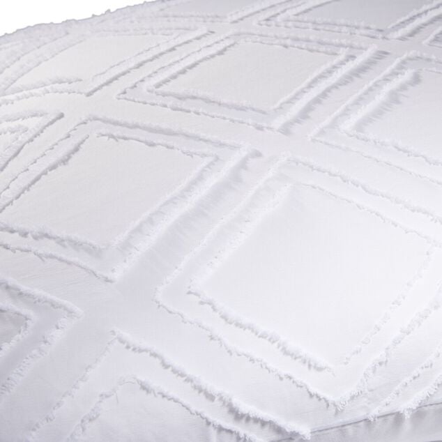 Parure de lit 2 personnes 240x220cm uni tuft&eacute; (2 mod&egrave;les beige ou blanc)
