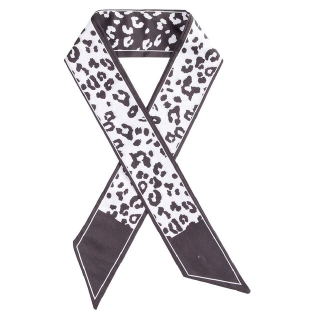 Ruban pour cheveux motif l&eacute;opard noir et blanc