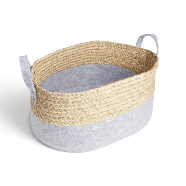 Pani&egrave;re jacinthe d'eau feutrine beige et gris clair 44x33xH20cm