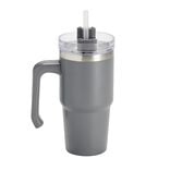 Mug isotherme inox 550ml avec couvercle et paille &Oslash;8,5xH28,5cm