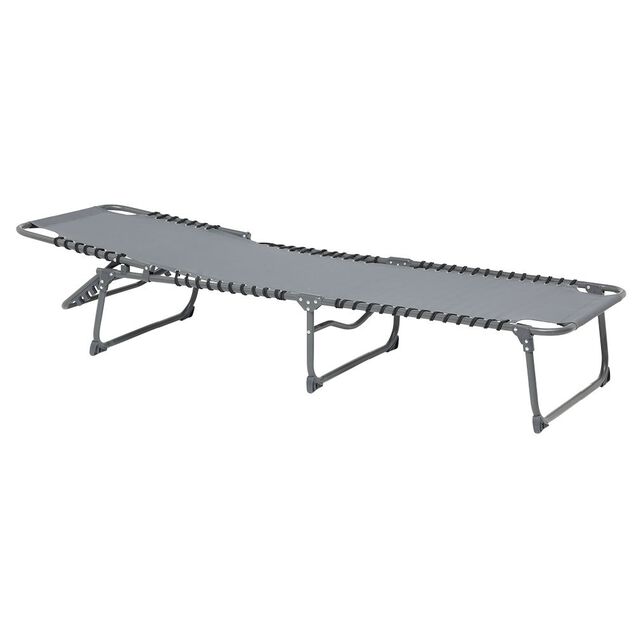 Lit de camp pliant gris 190x60xH30 cm