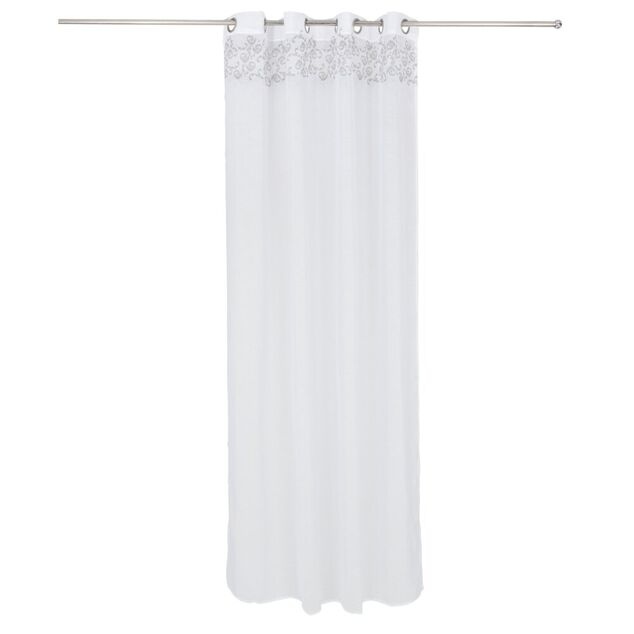 Voilage polyester 140x240cm imprim&eacute; gris et blanc