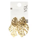 Boucles d'oreilles dor&eacute;es feuille monstera