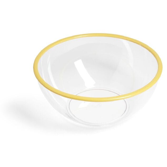 Saladier plastique transparent bordure color&eacute;e &Oslash;28xH12cm - 3 coloris