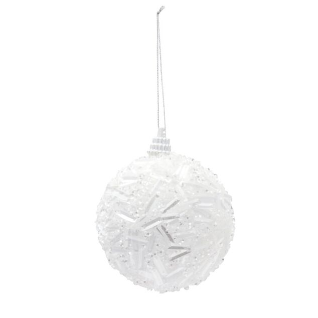 Boule et goutte sapin No&euml;l blanc argent relief