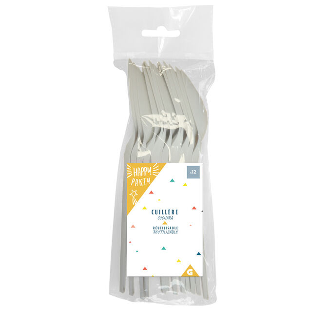 Cuill&egrave;re &agrave; soupe plastique blanc x12