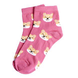 Chaussettes fille rose motifs renards T26/35