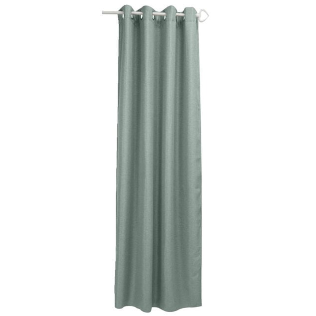 Rideau &agrave; oeillets tissu &eacute;pais vert-gris 140x240cm