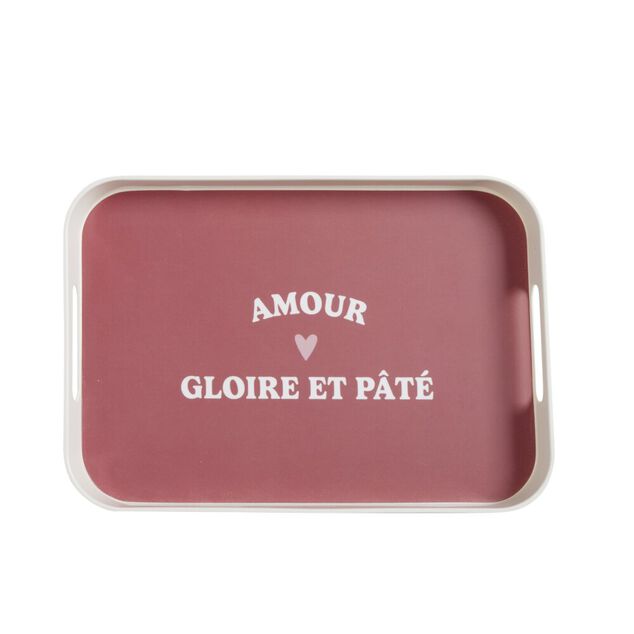 Plateau de service Amour gloire et pâté en mélaminé rouge 24x33cm