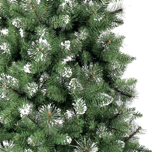 Sapin artificiel effet enneig&eacute; pied en bois 698 branches &Oslash;95xH210cm