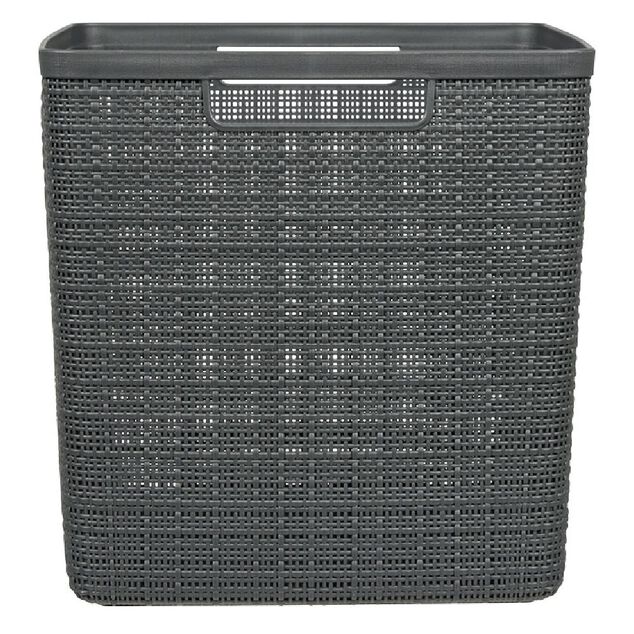 Pani&egrave;re Box Cube effet jute 17L 27x27x27cm gris