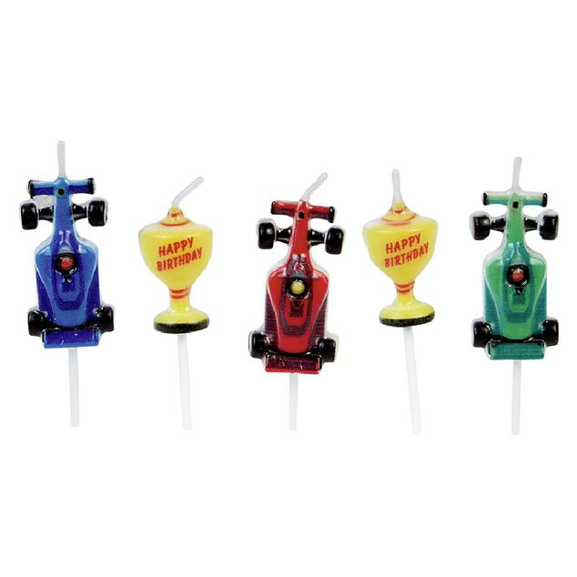 Bougie anniversaire design voiture de course x5