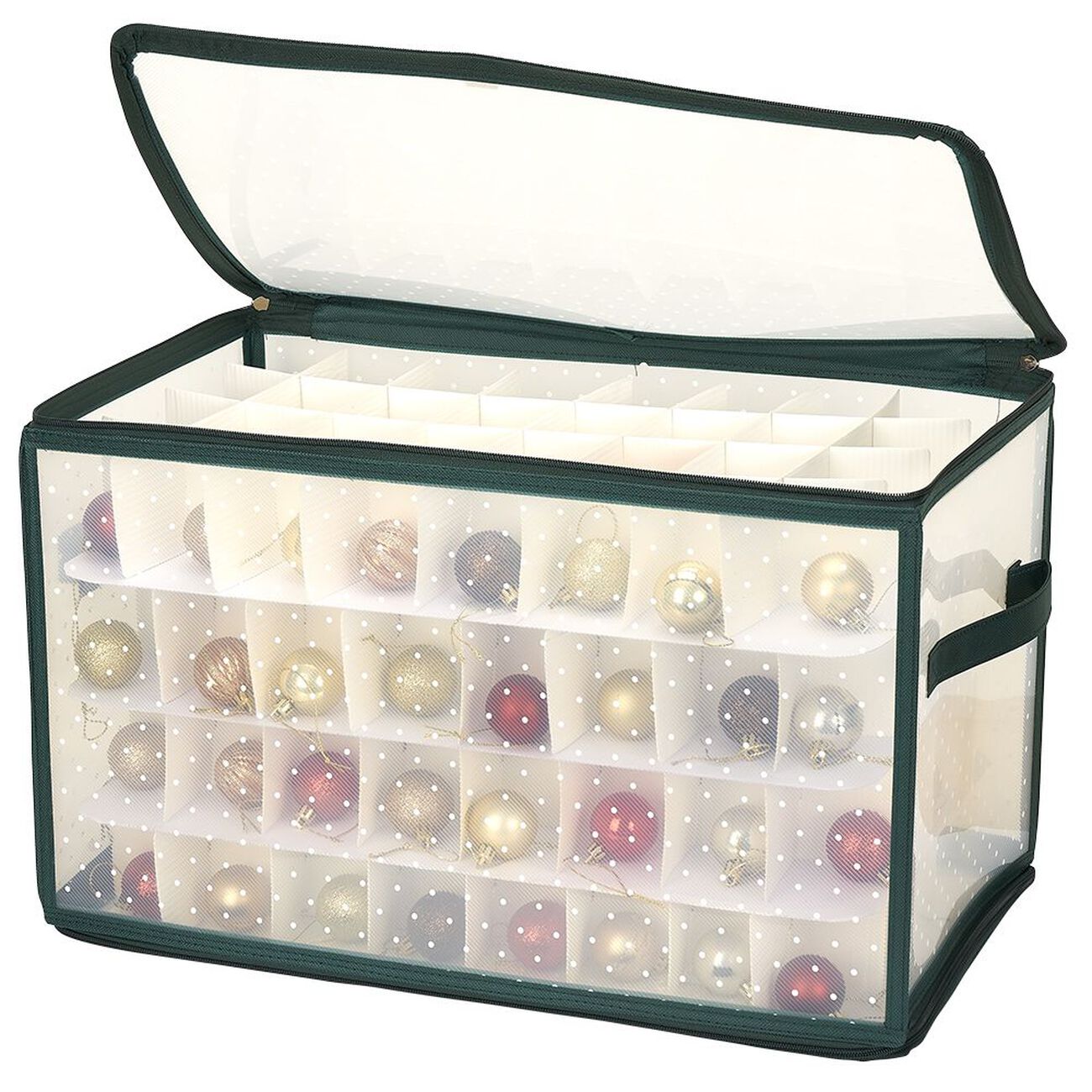 Boîte Ornements Sapin Jubepk - Boîte Rangement Décorations Noël - 32 Compartiments - Transparente - 30x30x15 Cm Rangement Boules De Noel