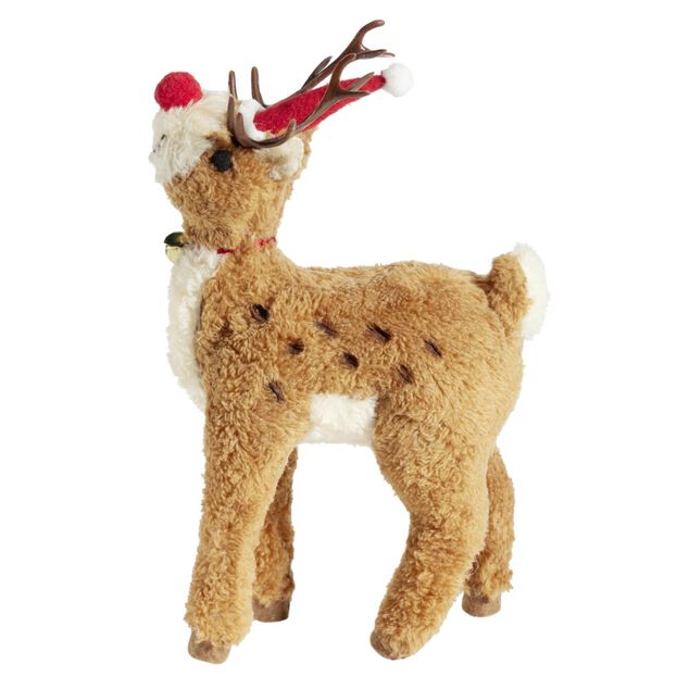 D&eacute;coration de No&euml;l &agrave; poser renne marron 17x10xH27cm