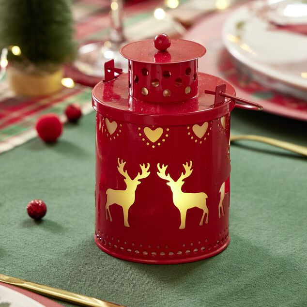 Lanterne de No&euml;l lumineuse plastique &Oslash;8xH15cm (2 mod&egrave;les)