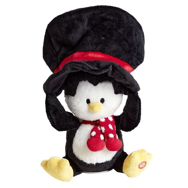 Peluche anim&eacute;e et musicale P&egrave;re-No&euml;l ou pingouin H34cm