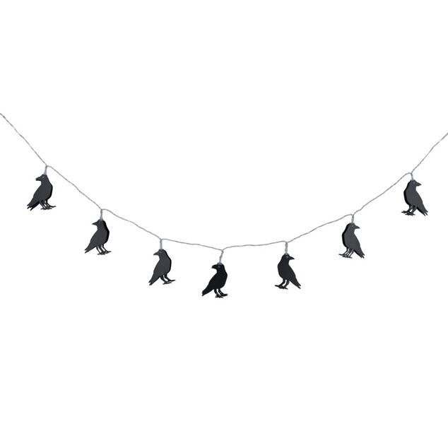Guirlande Halloween lumineuse corbeaux noirs 150cm