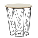 Bout de canap&eacute; Ga&euml;lle structure m&eacute;tal noir plateau bois amovible