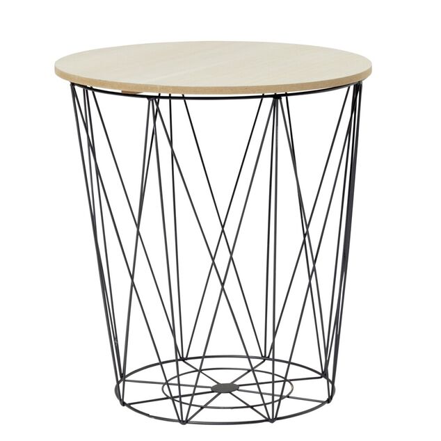 Bout de canap&eacute; Ga&euml;lle structure m&eacute;tal noir plateau bois amovible