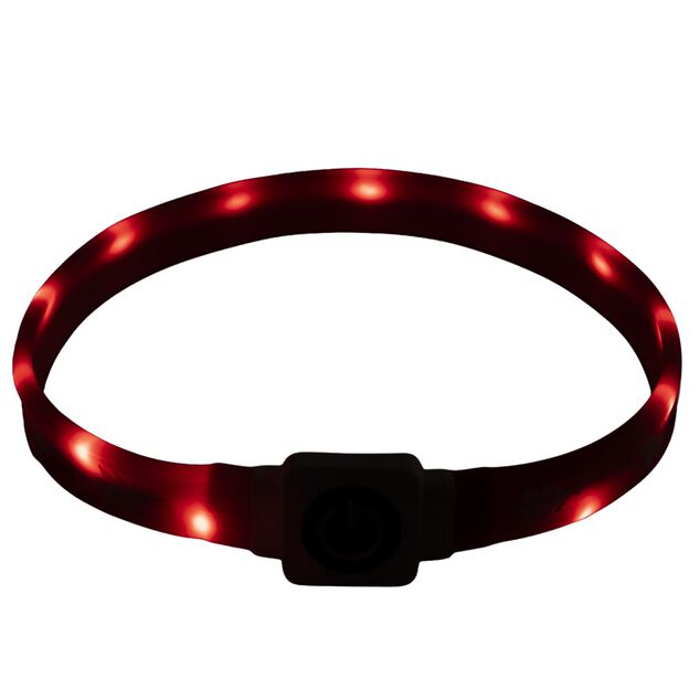 Collier pour chien ajustable avec LED plastique &Oslash;65XH2,5 cm rouge