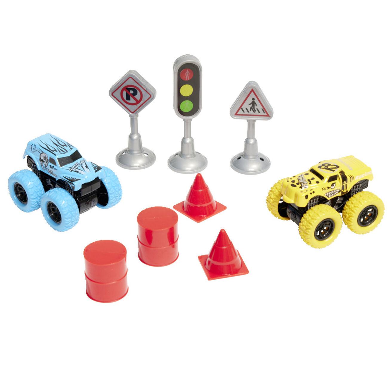HEMOTON 72 Pièces Mini Barricades Signalisation Routière Jouets - Panneaux Stationnement Pour Enfants Mini Panneaux Circulation Enfants