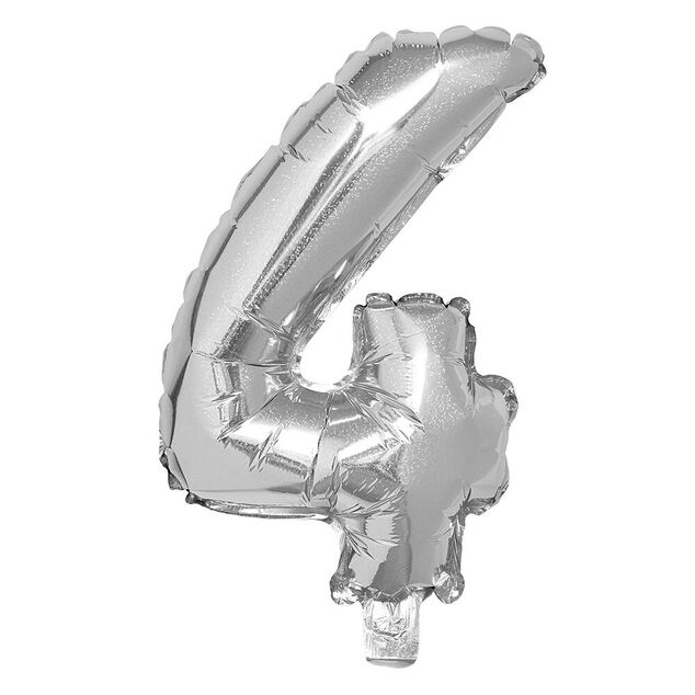 Ballon chiffre 4 dor&eacute; ou argent&eacute; 33cm