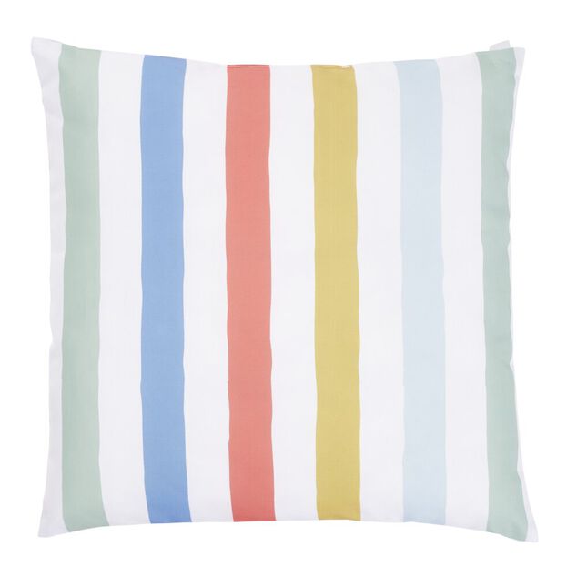 Coussin de jardin carr&eacute; bayad&egrave;re rayures color&eacute;es 40x40cm