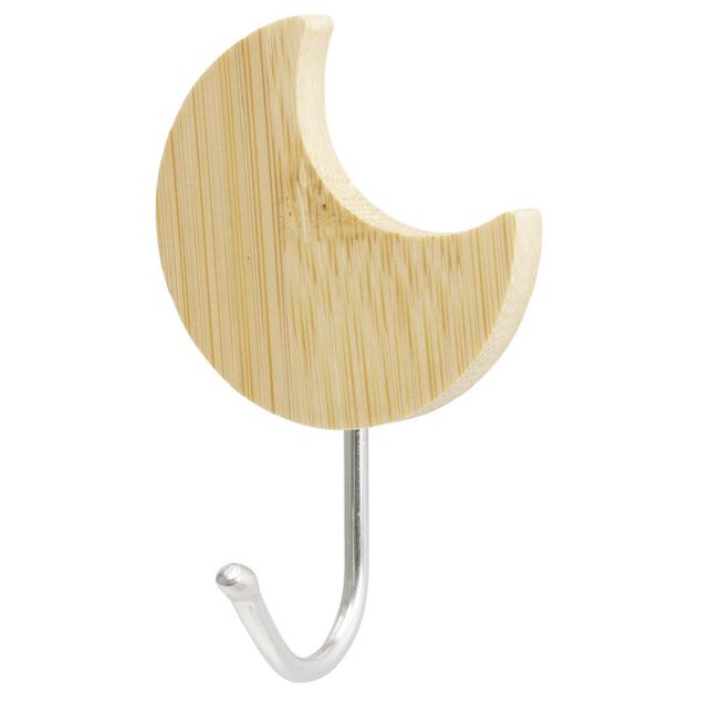 Pat&egrave;re murale forme lune bambou et m&eacute;tal 7xH4,5cm x2