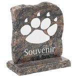 Plaque fun&eacute;raire motif patte de chien 18xH18cm gris