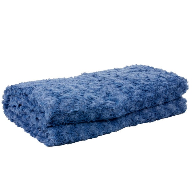 Plaid imitation fourrure polyester d&eacute;cor uni bleu