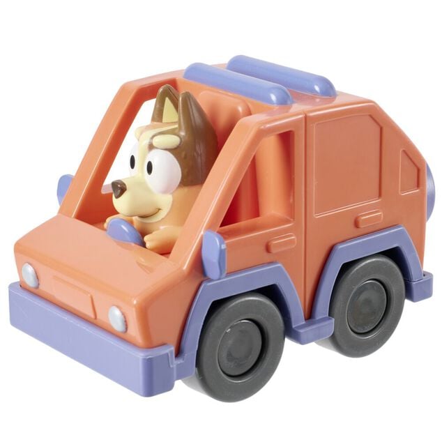 V&eacute;hicule mini Bluey plastique 9x6xH7cm (4 mod&egrave;les)