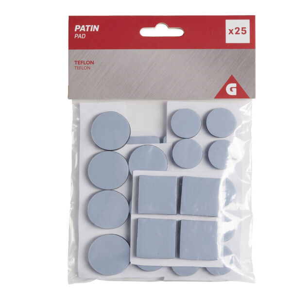 Lot de 25 patins adh&eacute;sifs t&eacute;flon