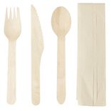 Set pique nique couverts en bois et serviette en papier 20 pièces