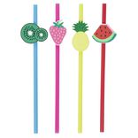 Paille design fruit en plastique réutilisable x4