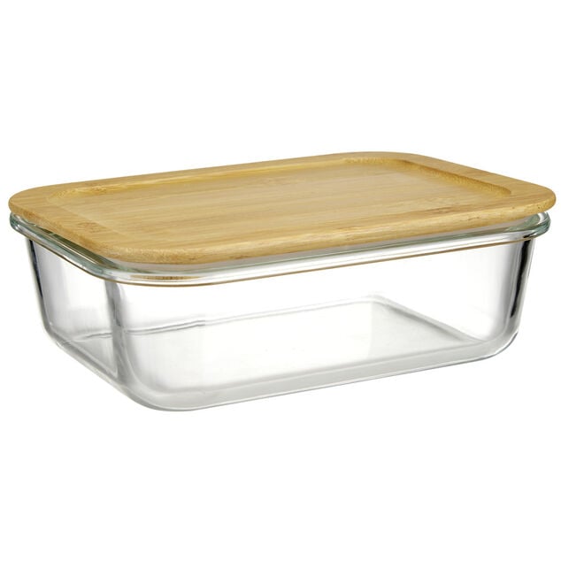 Bo&icirc;te alimentaire en verre couvercle bambou 1,5L