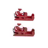 Lot de 2 d&eacute;corations de table P&egrave;re No&euml;l sur traineau rouge