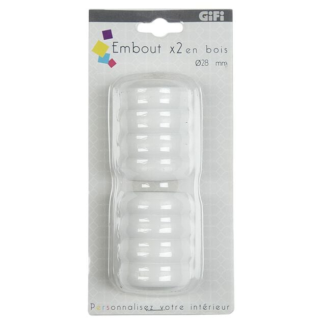Embout pour tringle &agrave; rideaux x2 blanc bois
