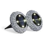 Spot solaire encastrable design rocher LED blanc froid &agrave; planter x2